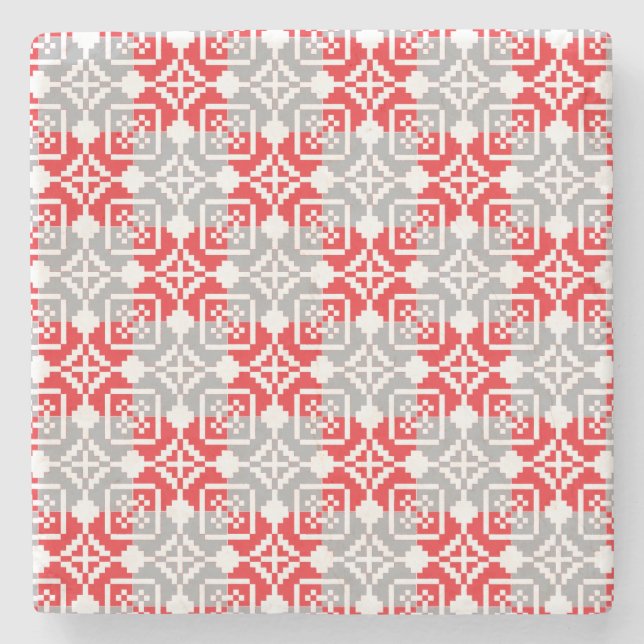 Latvian Morning SUN geometric pattern VI Stone Coaster (Front)