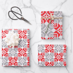 Latvian Morning SUN geometric pattern VI Wrapping Paper Sheet