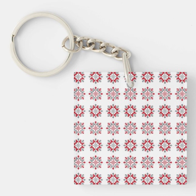 Latvian Morning SUN geometric pattern VII Key Ring (Front)