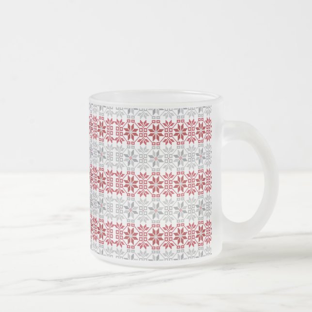 Latvian Morning SUN geometric pattern VIII Frosted Glass Coffee Mug (Right)