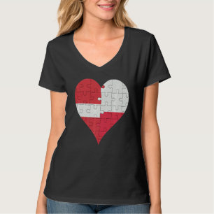Latvian Polish Flag Heart T-Shirt