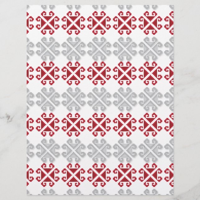 Latvian red and grey geometric Moon cross (Front)