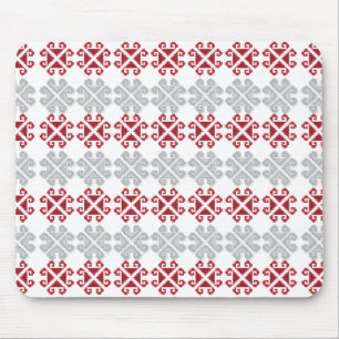 Latvian red and grey geometric Moon cross Mouse Mat