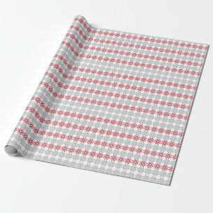 Latvian red and grey geometric Moon cross Wrapping Paper