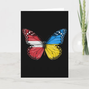 Latvian Ukrainian Flag Butterfly Latvia Ukraine Card