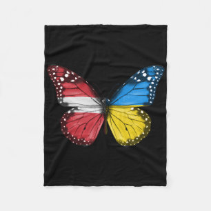 Latvian Ukrainian Flag Butterfly Latvia Ukraine  Fleece Blanket