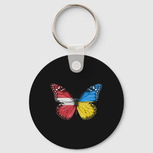 Latvian Ukrainian Flag Butterfly Latvia Ukraine Key Ring