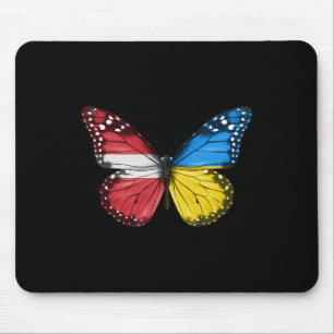 Latvian Ukrainian Flag Butterfly Latvia Ukraine  Mouse Mat