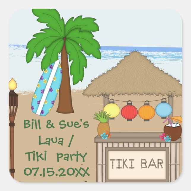Laua / Tiki  party  Favour stickers (Front)