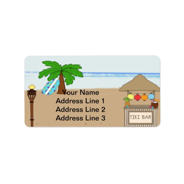 Laua / Tiki Party  Invitation Address Labels (Front)