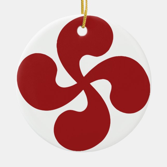 Lauburu Red Basque Cross Ceramic Tree Decoration (Front)