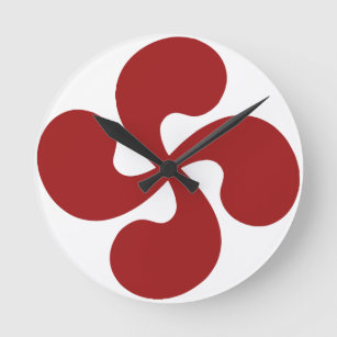 Lauburu Red Basque Cross Round Clock
