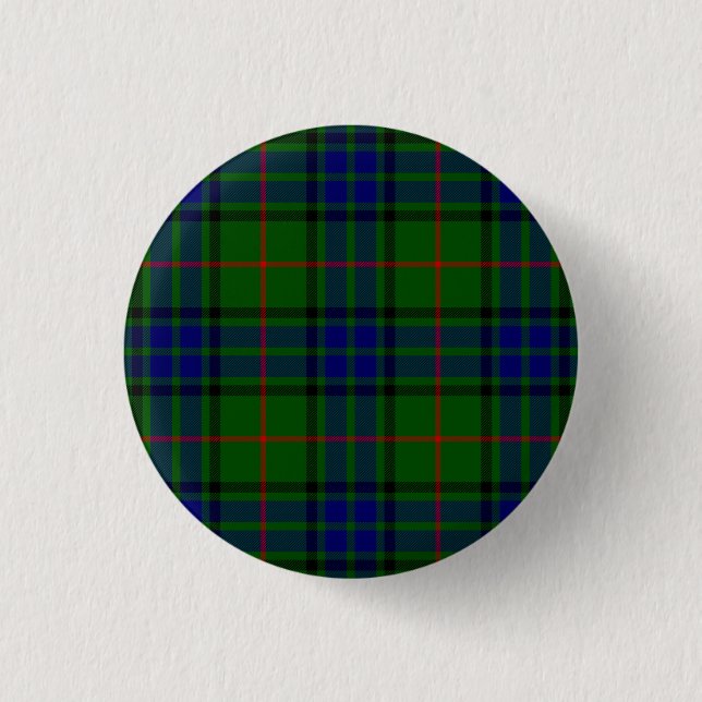 Lauder tartan blue green plaid 3 cm round badge (Front)