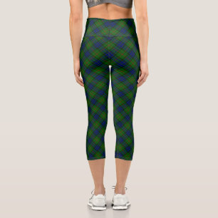 Lauder tartan blue green plaid capri leggings