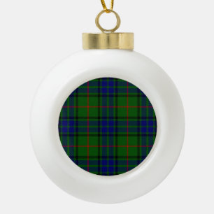 Lauder tartan blue green plaid ceramic ball christmas ornament