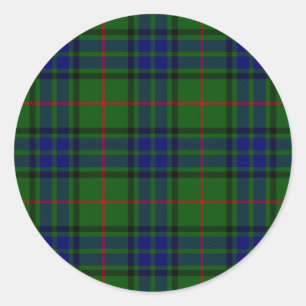 Lauder tartan blue green plaid classic round sticker