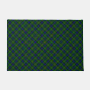 Lauder tartan blue green plaid doormat