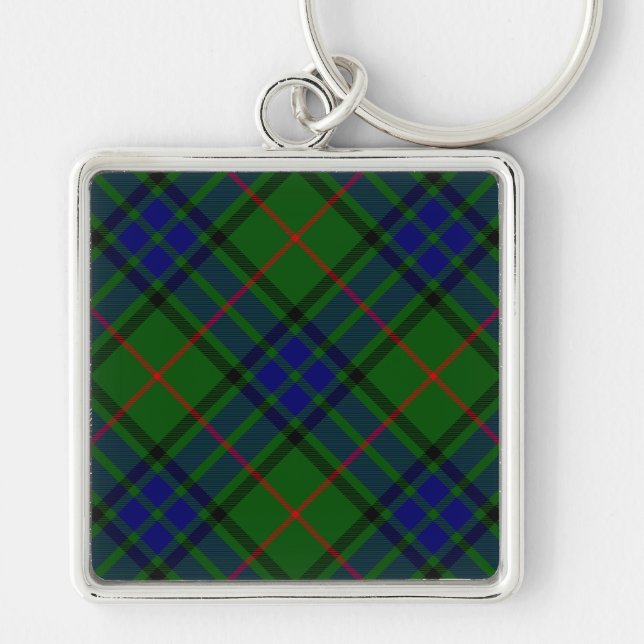 Lauder tartan blue green plaid key ring (Front)