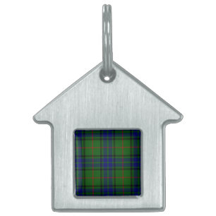 Lauder tartan blue green plaid pet tag