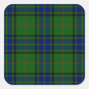 Lauder tartan blue green plaid square sticker
