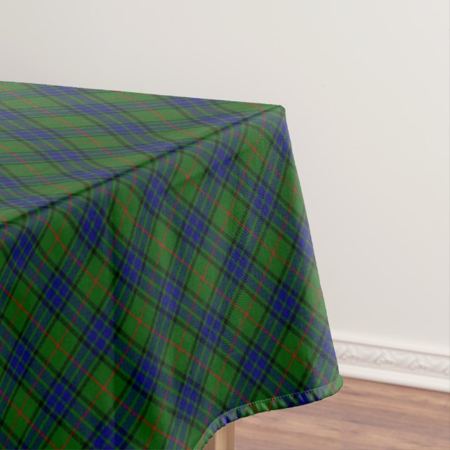 Lauder tartan blue green plaid tablecloth (In Situ)