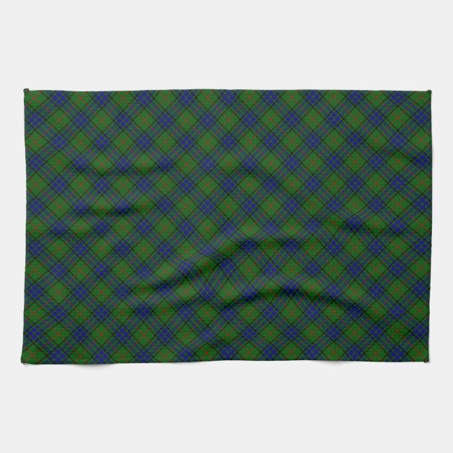 Lauder tartan blue green plaid tea towel (Horizontal)