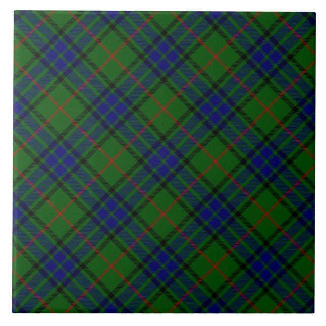 Lauder tartan blue green plaid tile (Front)