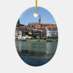 Laufenburg, Switzerland, view towards Germany Ceramic Tree Decoration