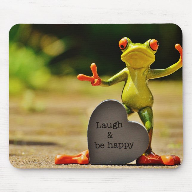Laugh and Be Happy Frog Mouse Mat (Front)