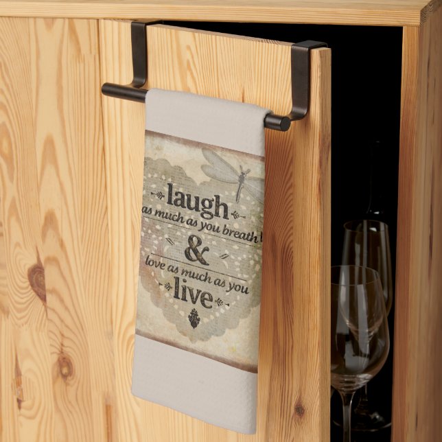 Laugh As Much As You Breathe Saying Tea Towel (Thirds Fold)
