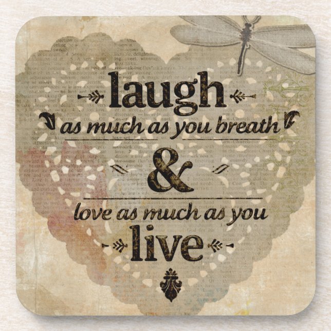 Laugh As Much AsYou Breathe Mindfulness Quote Gift Coaster (Front)