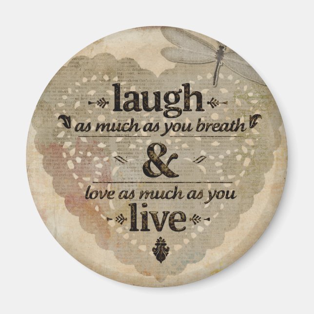 Laugh As Much AsYou Breathe Mindfulness Quote Gift Magnet (Front)