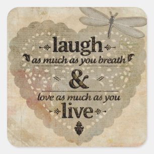 Laugh As Much AsYou Breathe Mindfulness Quote Gift Square Sticker