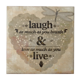 Laugh As Much AsYou Breathe Mindfulness Quote Gift Tile