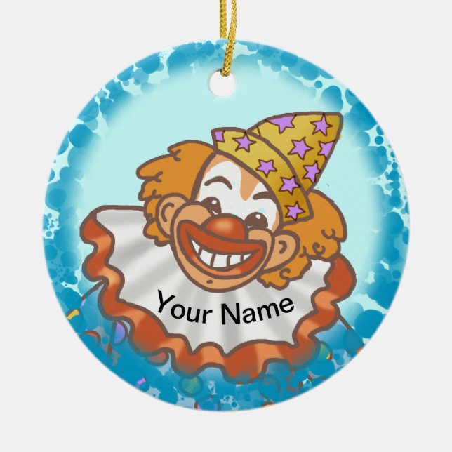 Laugh Clown Face Ceramic Tree Decoration (Front)