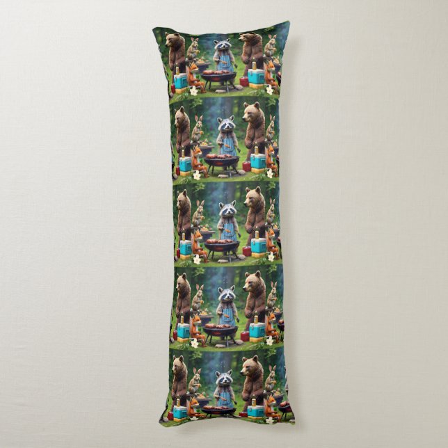 "Laugh, Eat, Roar" Body Cushion (Back (Vertical))
