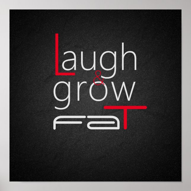 Laugh & grow fat funny charcoal black poster (Front)