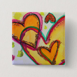 Laugh Hearts Connect Art Buttons or Lapel Pins