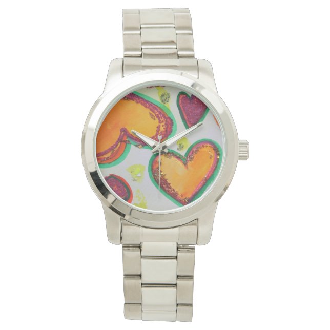 Laugh Hearts Pink Bliss Colourful Art Custom Watch (Front)