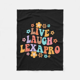 Laugh Lexapro Groovy Mental Health Therapist Anxie Fleece Blanket