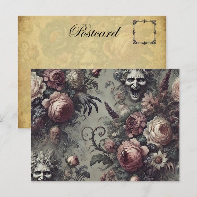 Laugh Lines – Gothic Floral  Holiday Postcard (Front/Back)