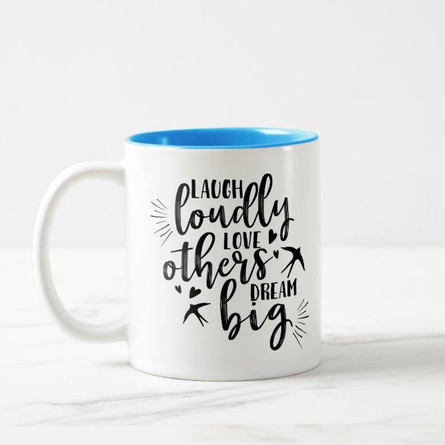 Laugh Love Dream Two-Tone Coffee Mug (Left)