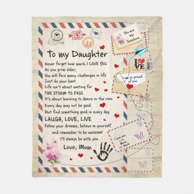 Laugh, Love, Live For Daughter - Love Mum Fleece Blanket (Front)