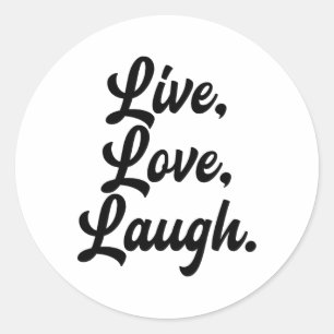 Laugh Love Live Retro Meditation Mindful Positivit Classic Round Sticker