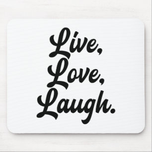 Laugh Love Live Retro Meditation Mindful Positivit Mouse Mat