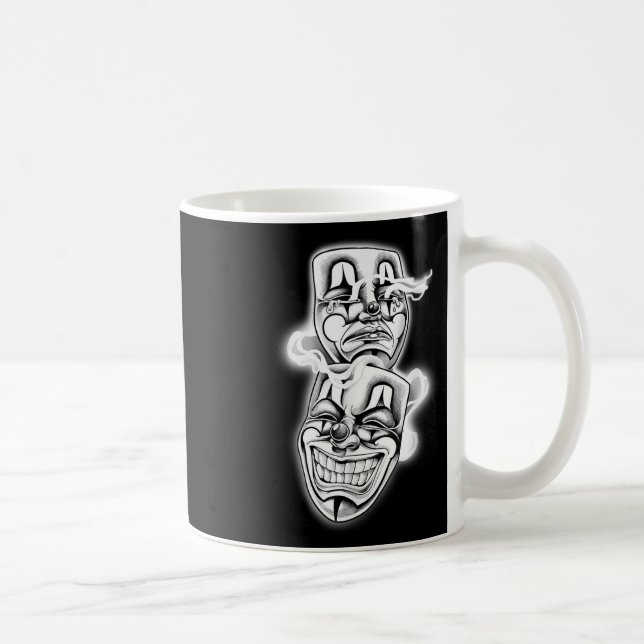 Laugh Now Cry Later Chicano Tattoo Flash  Coffee Mug (Right)