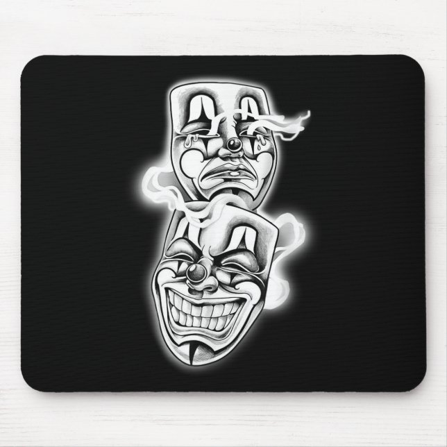 Laugh Now Cry Later Chicano Tattoo Flash  Mouse Mat (Front)