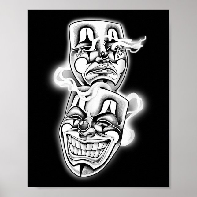 Laugh Now Cry Later Chicano Tattoo Flash  Poster (Front)