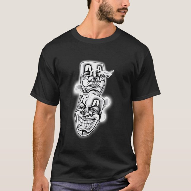 Laugh Now Cry Later Chicano Tattoo Flash T-Shirt (Front)