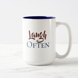 Laugh Often Blue and Maroon Two-Tone Coffee Mug